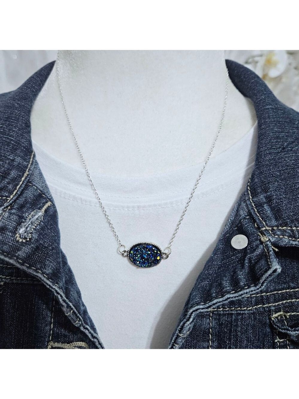 Fashion Blue Druzzy Stone Necklace